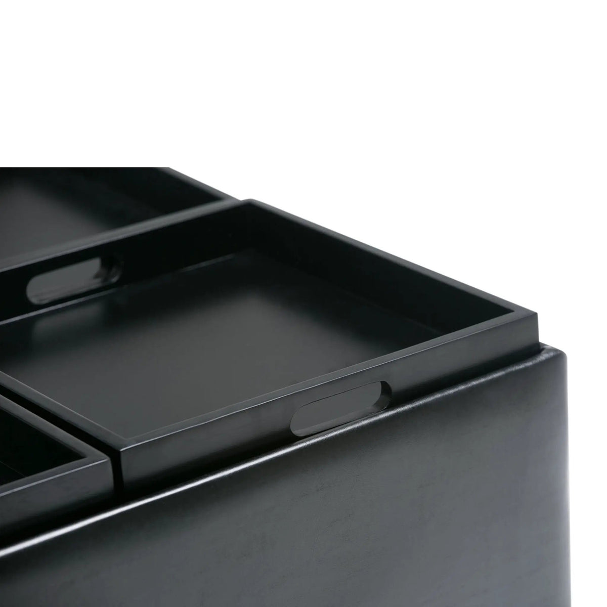 Avalon Square Storage Ottoman | Coffee Table Design | Four Flip Over Serving Trays | 35 Inch Width