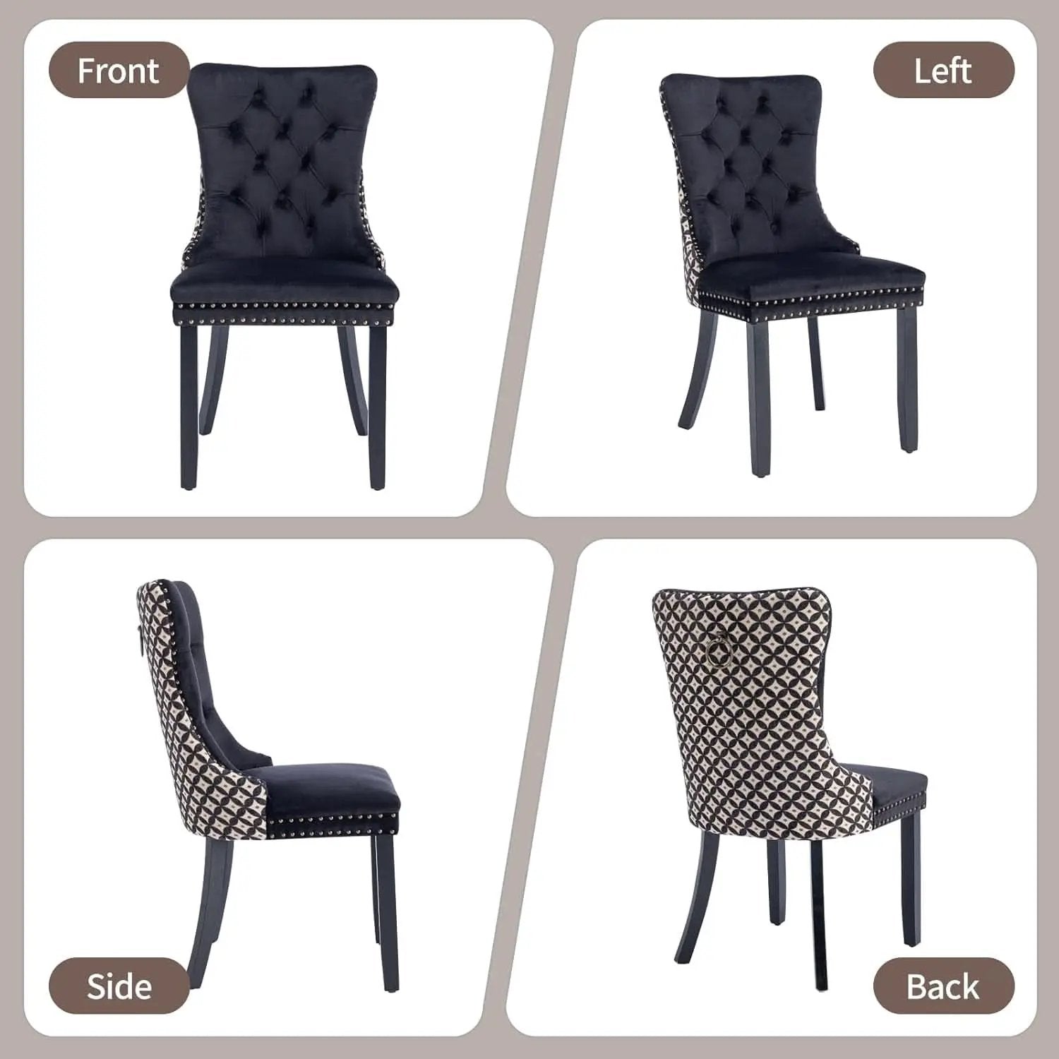 Velvet Tufted Dining Chairs Set Of 4 With Nailhead Trim from PriceLows™