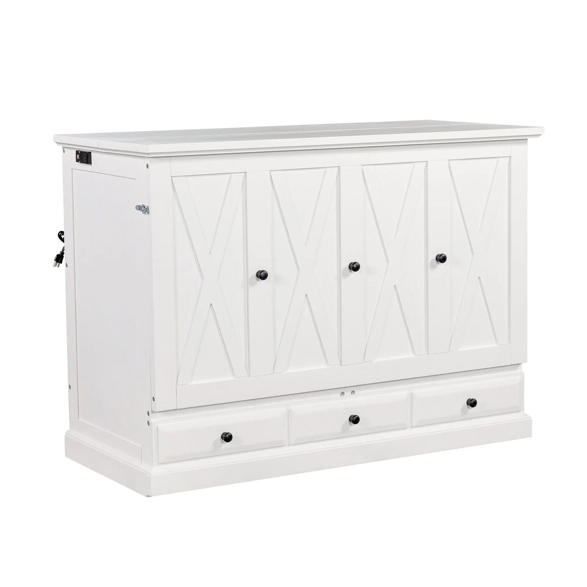 Solid Pine Murphy Bed | USB Charging Station | Storage Drawer