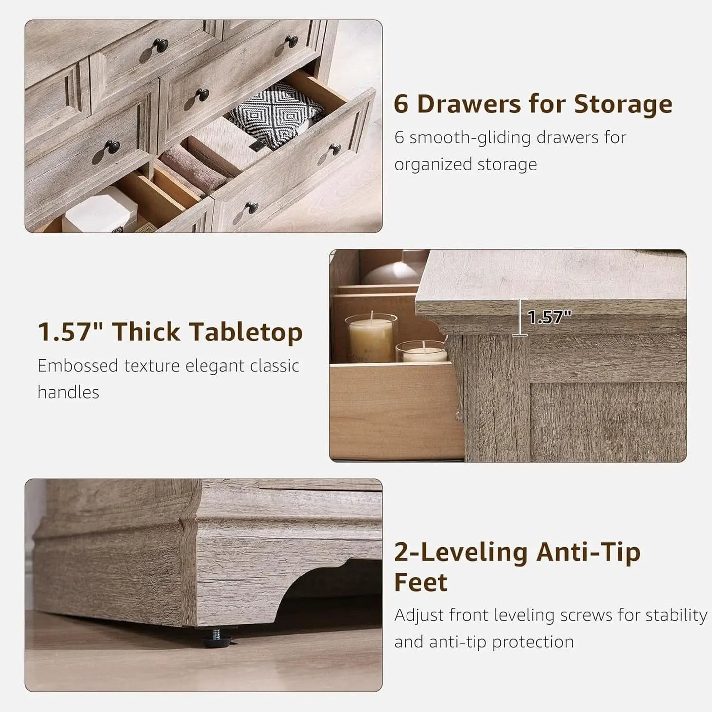 Dresser Cabinet FiftyFourInch Wide Distressed Oak Finish from PriceLows™