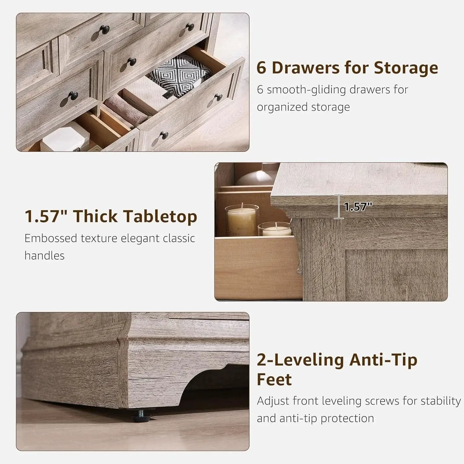 Dresser Cabinet FiftyFourInch Wide Distressed Oak Finish from PriceLows™