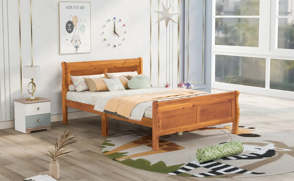Wood Platform Bed Frame | Headboard Footboard | Wood Slat Support