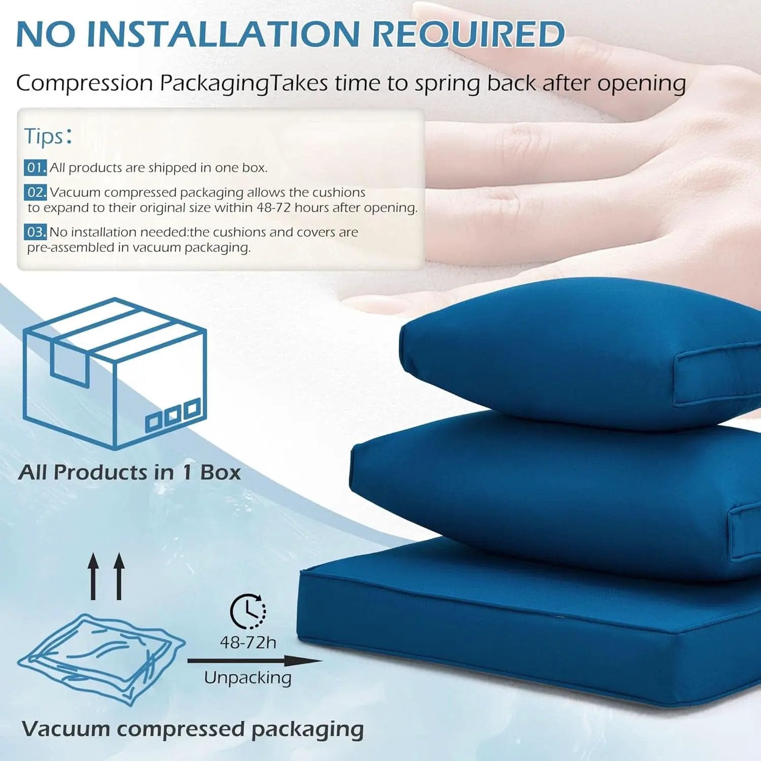 Outdoor Replacement Cushions For 14 Piece Rattan Wicker Set Water Repellent Blue from PriceLows™
