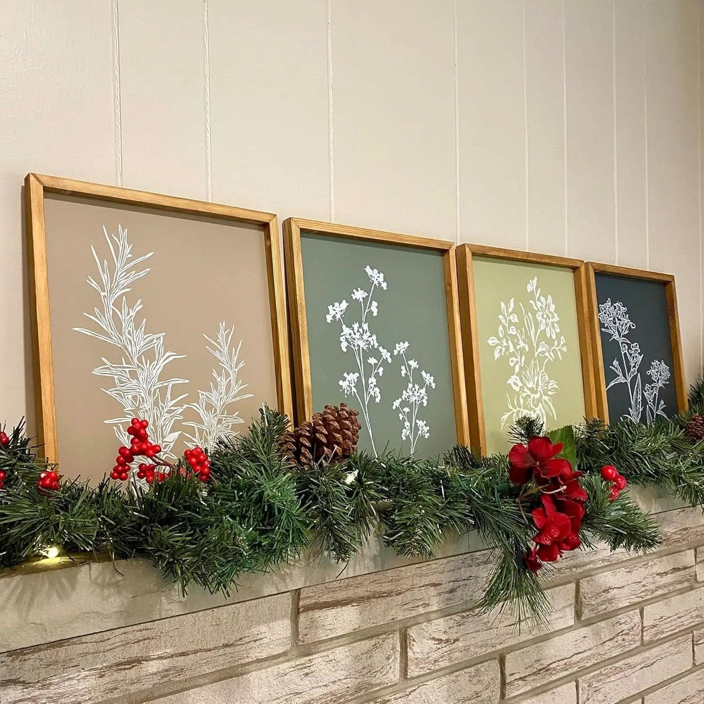 Framed Botanical Wall Art Set Of 4 With Walnut 10x10 Frames from PriceLows™