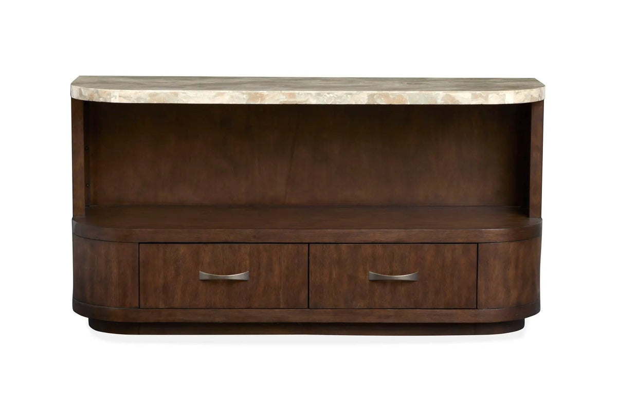 McPherson Demilune Sofa Table | 17 x 54 x 28 in | Veneer & Wood | Burnt Umber