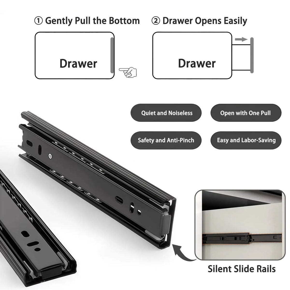 6 Drawer Dresser | Spacious Countertop | Concealed Handles | 47 Inch Width
