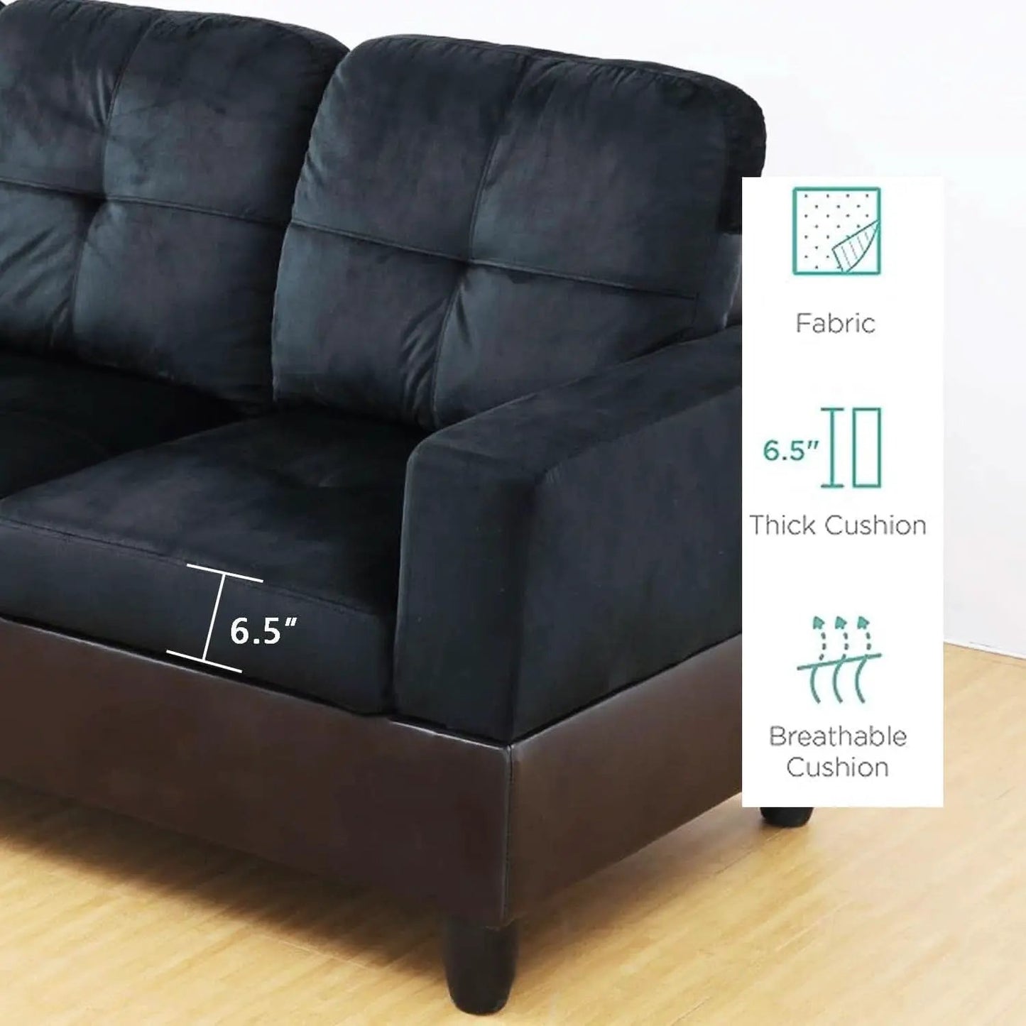 Two Piece L Shape Sectional Sofa Set In Midnight Blue Microfiber With Chaise Left Hand Facing from PriceLows™