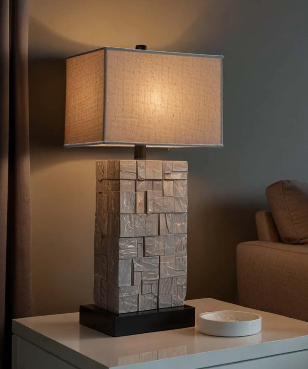 Rectangular Drum Lampshade | Clip On Fitter | Textured Oatmeal | 8X14 Size