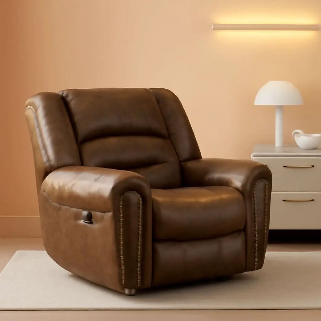 Nut Brown Electric Recliner Chair With USB Port Comfort from PriceLows™