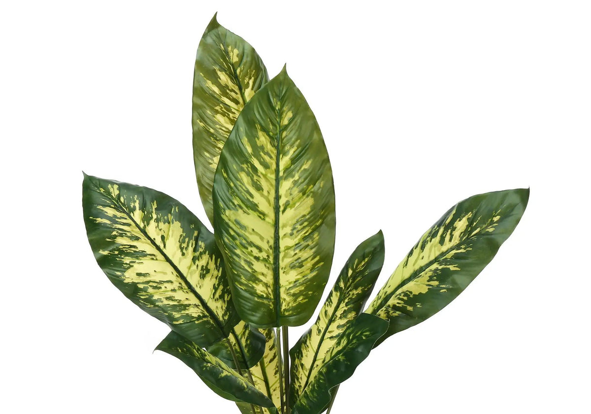 47 Inch Artificial Evergreen Tree | 12 Variegated Real Touch Leaves | Indoor Faux Floor Plant | Potted