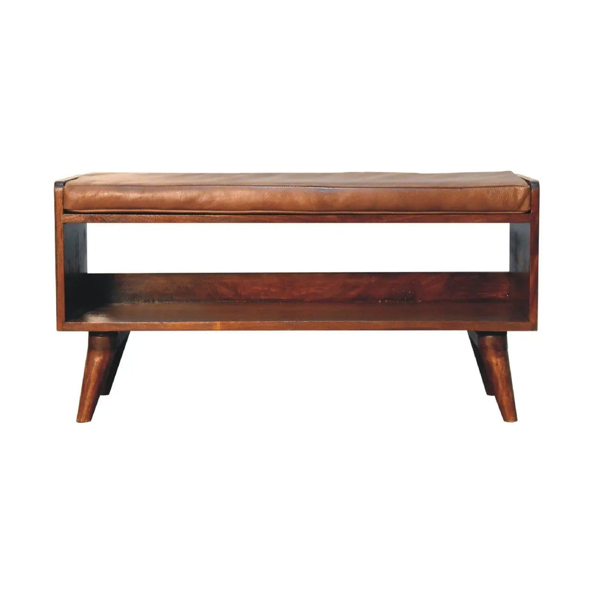 Solid Wood Bench With Upholstered Sea | 3 Pieces | Mango Wood | Home