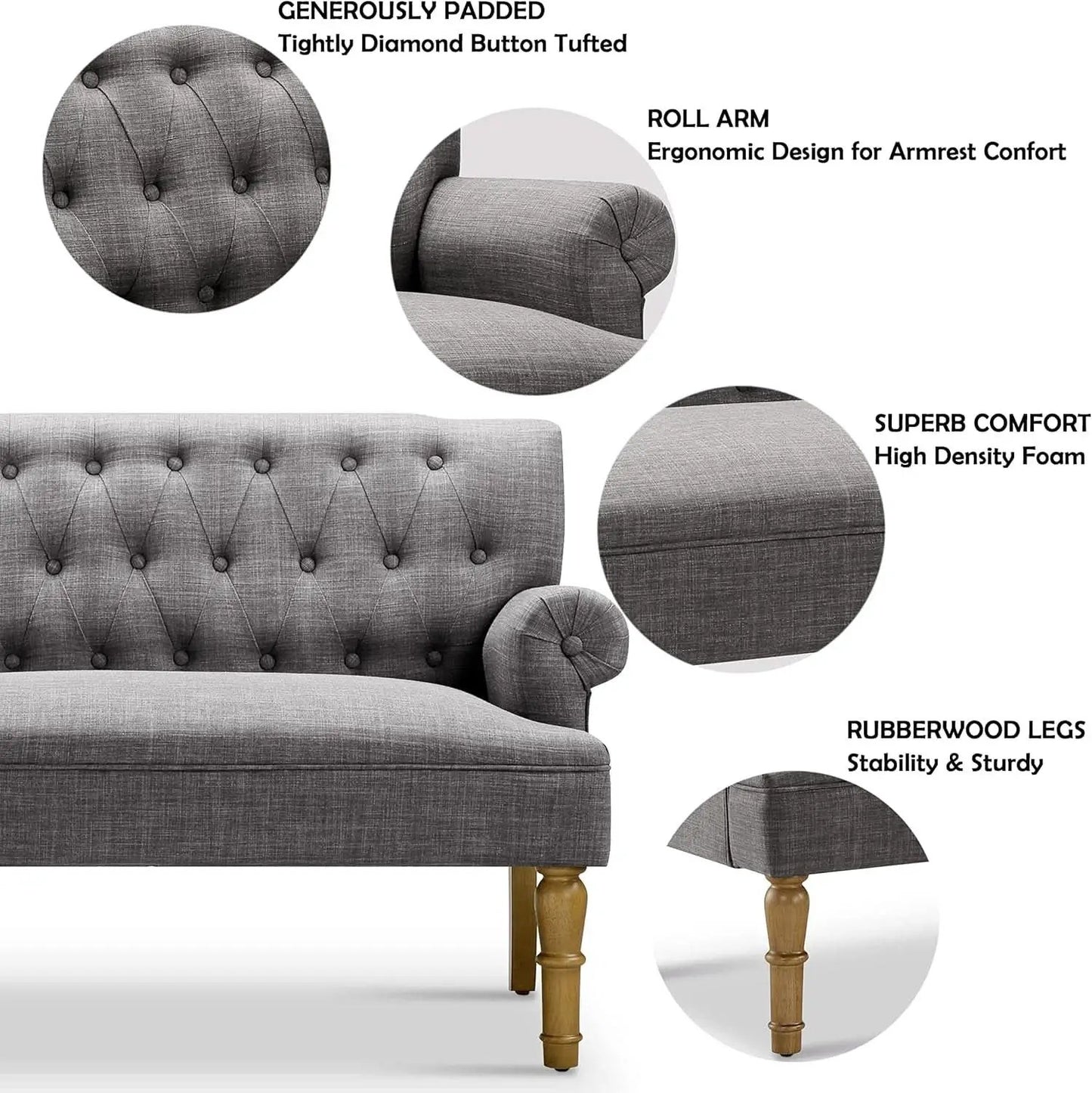 Dove Gray Loveseat Sofa With Button Tufting Sinuous Springs from PriceLows™