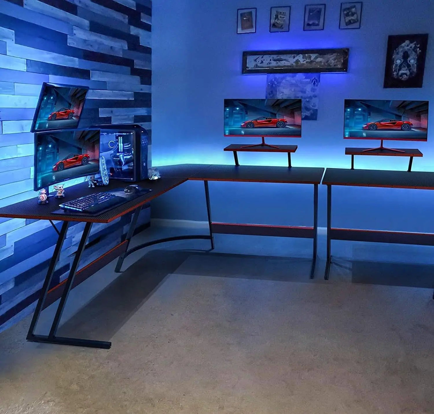 L Shaped Gaming Desk With Monitor Riser 51 Inch Corner Desk from PriceLows™