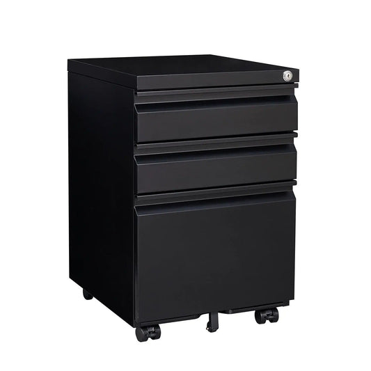 Mobile Filing Cabinet | 3 Drawers | Lockable Metal | Legal And Letter Size