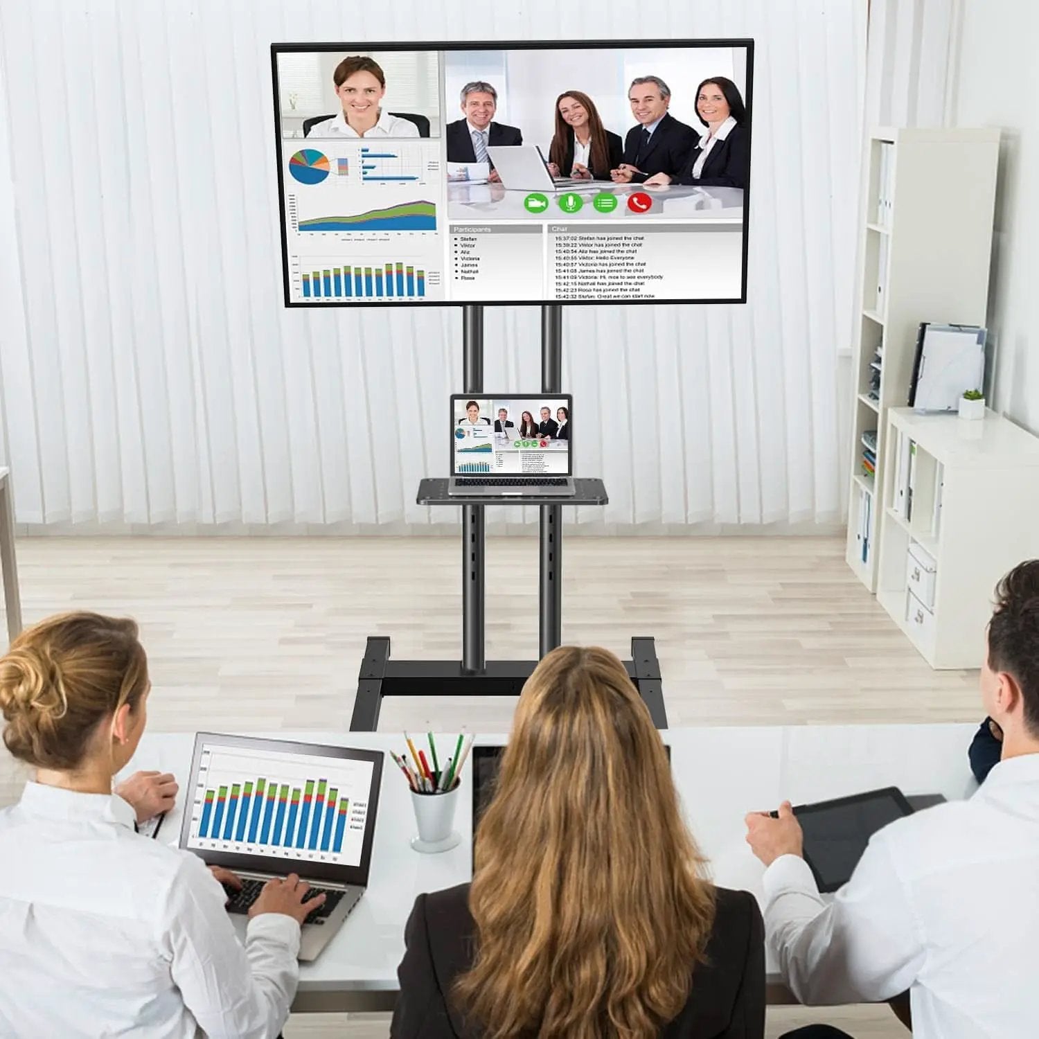 Rolling TV Stand Height Adjustable 32 To 83 Inch Screens from PriceLows™