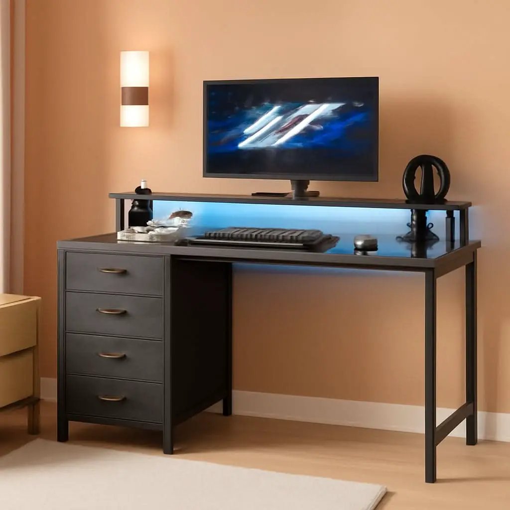 47 Inch Computer Desk With LED Lights For Home Office from PriceLows™