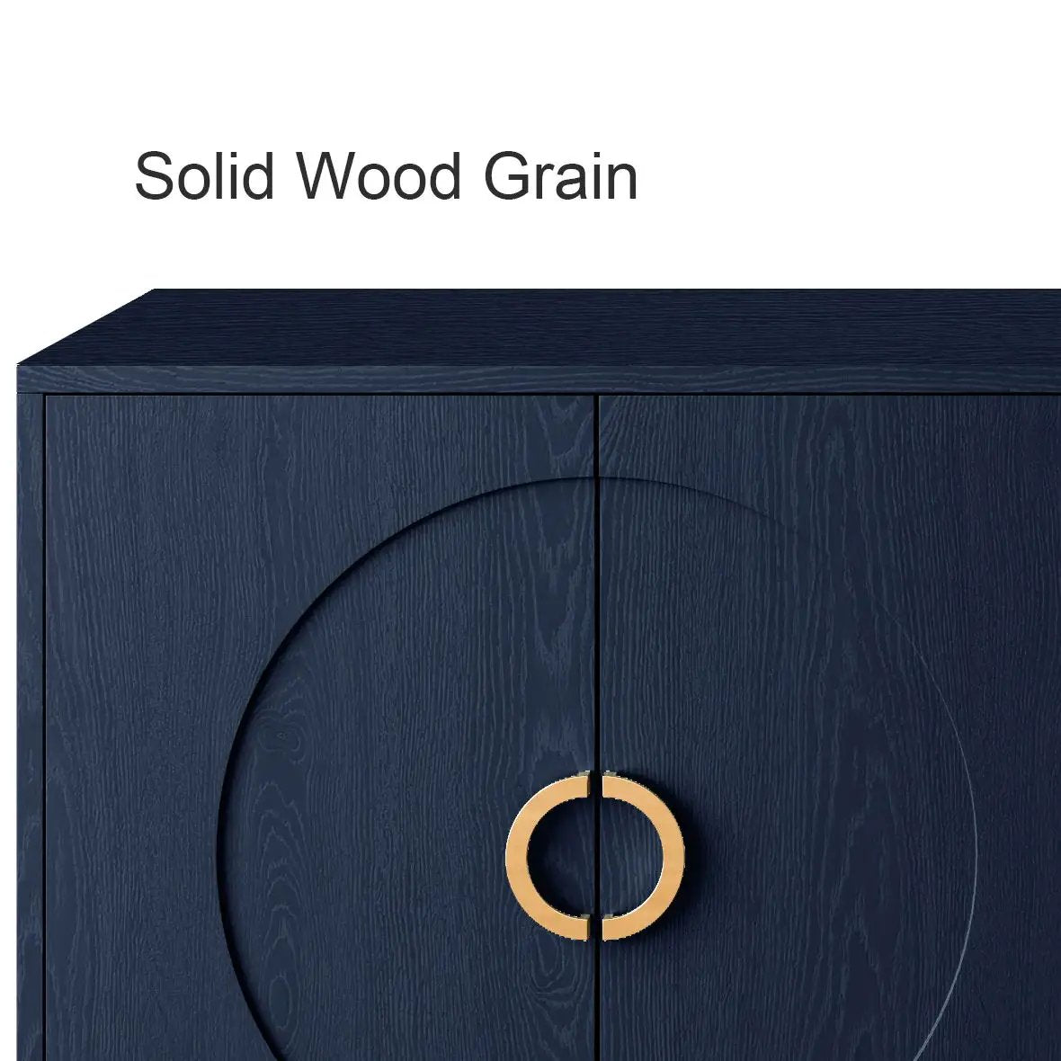 Lacquered 4 Door Sideboard Buffet | Matte Navy Finish | Solid Wood Veneer | Metal Legs