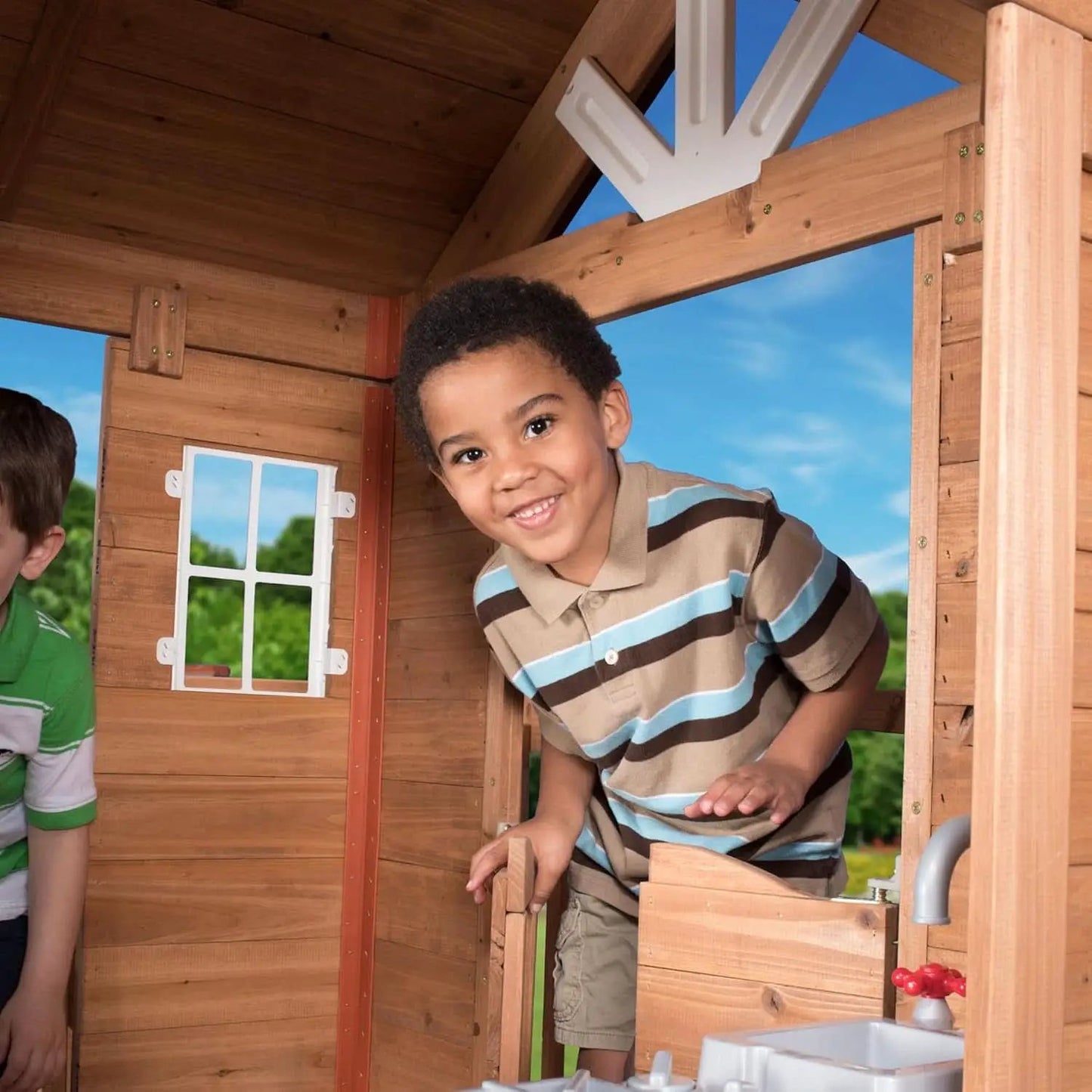 Premium Outdoor Cedar Playhouse With Integrated Kitchen from PriceLows™