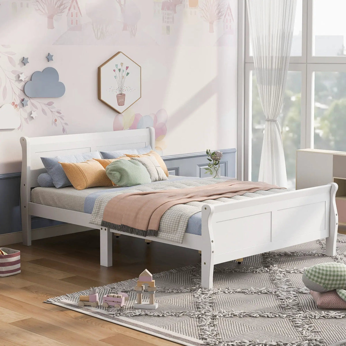 Wood Platform Bed Frame | Headboard Footboard | Wood Slat Support
