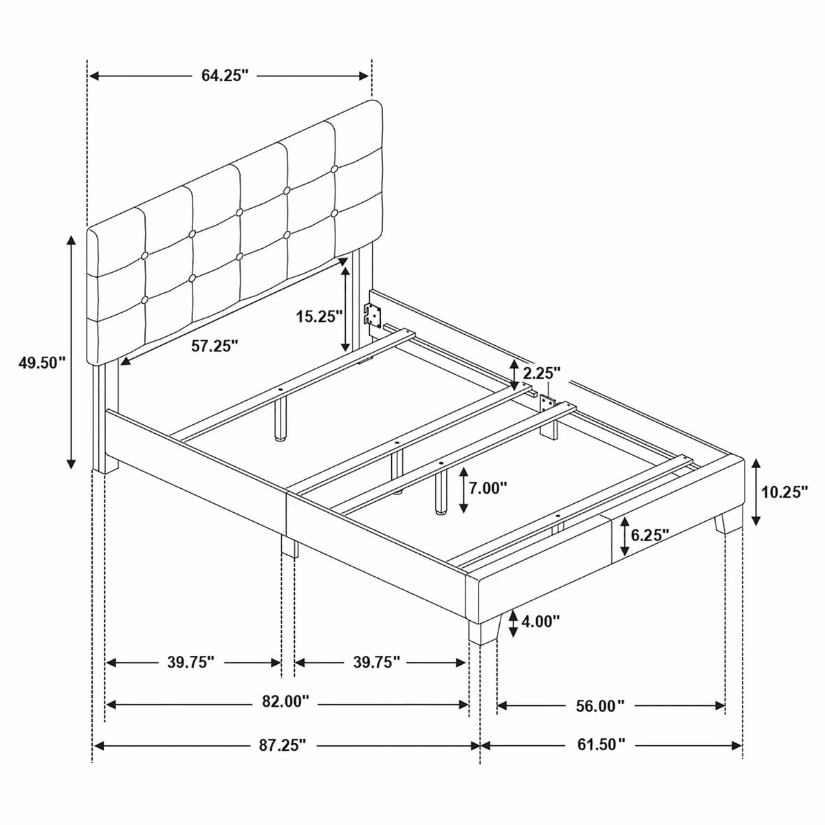 Mapes Upholstered Queen Panel Bed | 64.25 x 87.25 x 49.5 in | Fabric & Wood | Charcoal