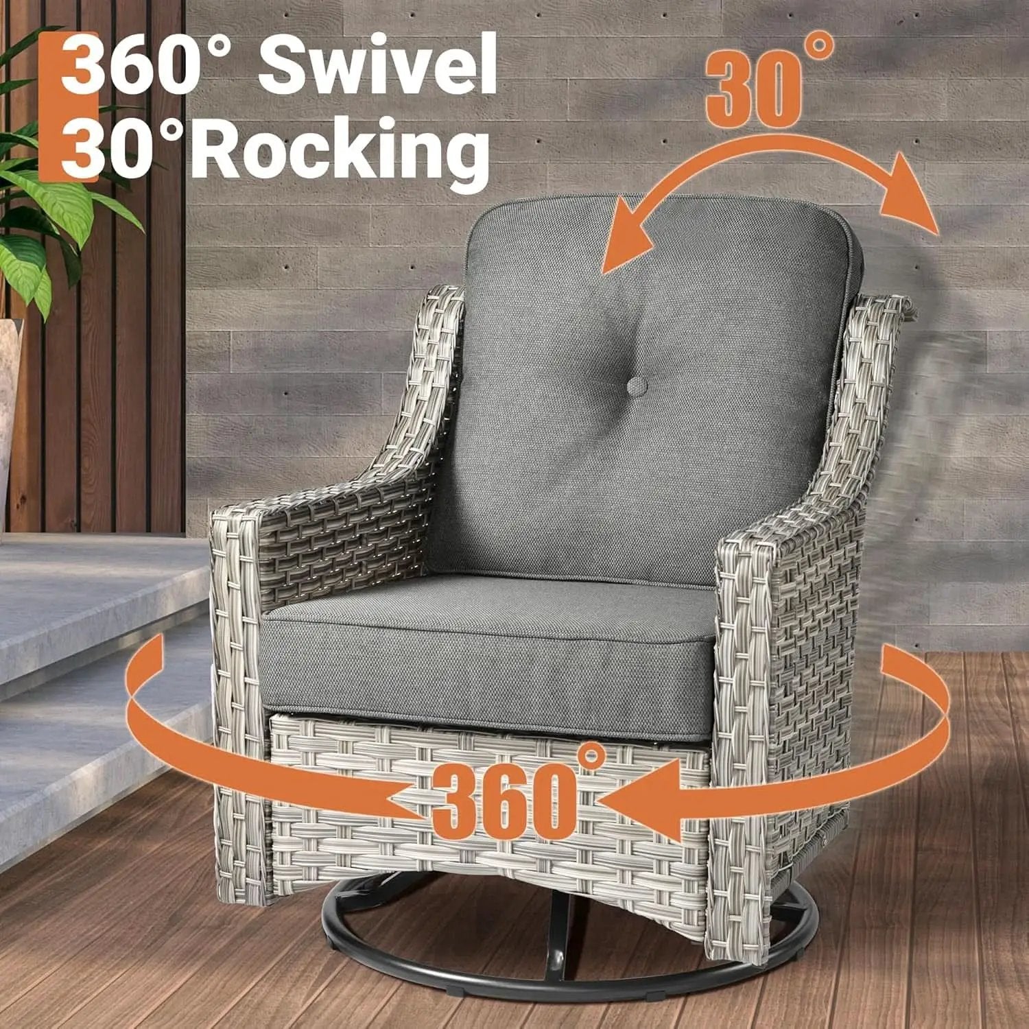 5 Piece Outdoor Patio Set With Swivel Chairs All Weather from PriceLows™