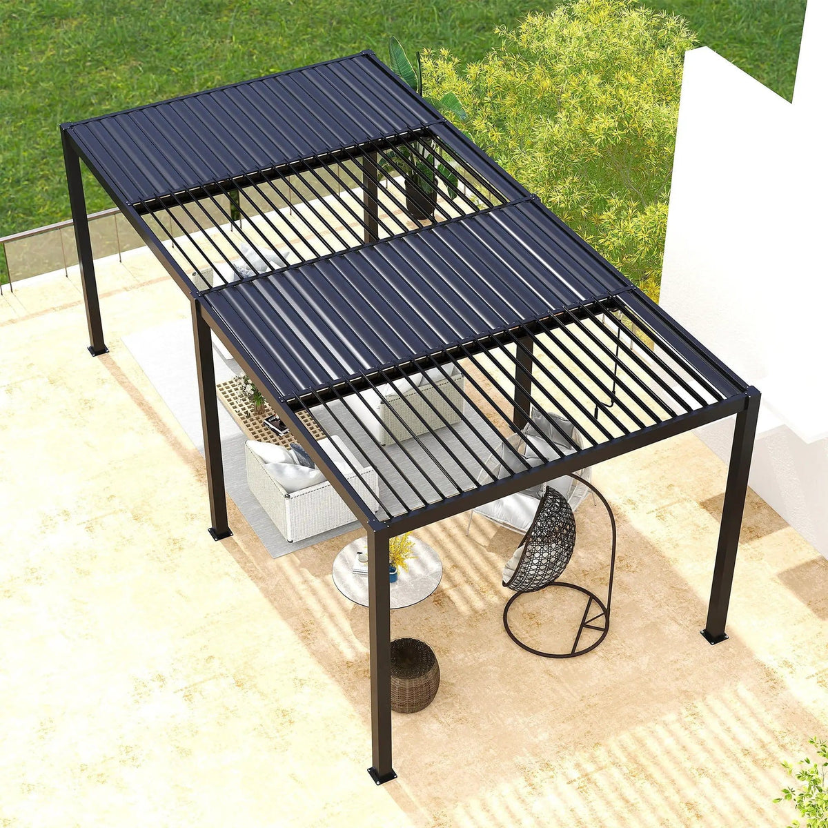 Premium Louver Pergola Aluminium Frame & Louvers Umbrella & Canopy | 228 x 118 x 90.5 in | Aluminum | Outdoor Living