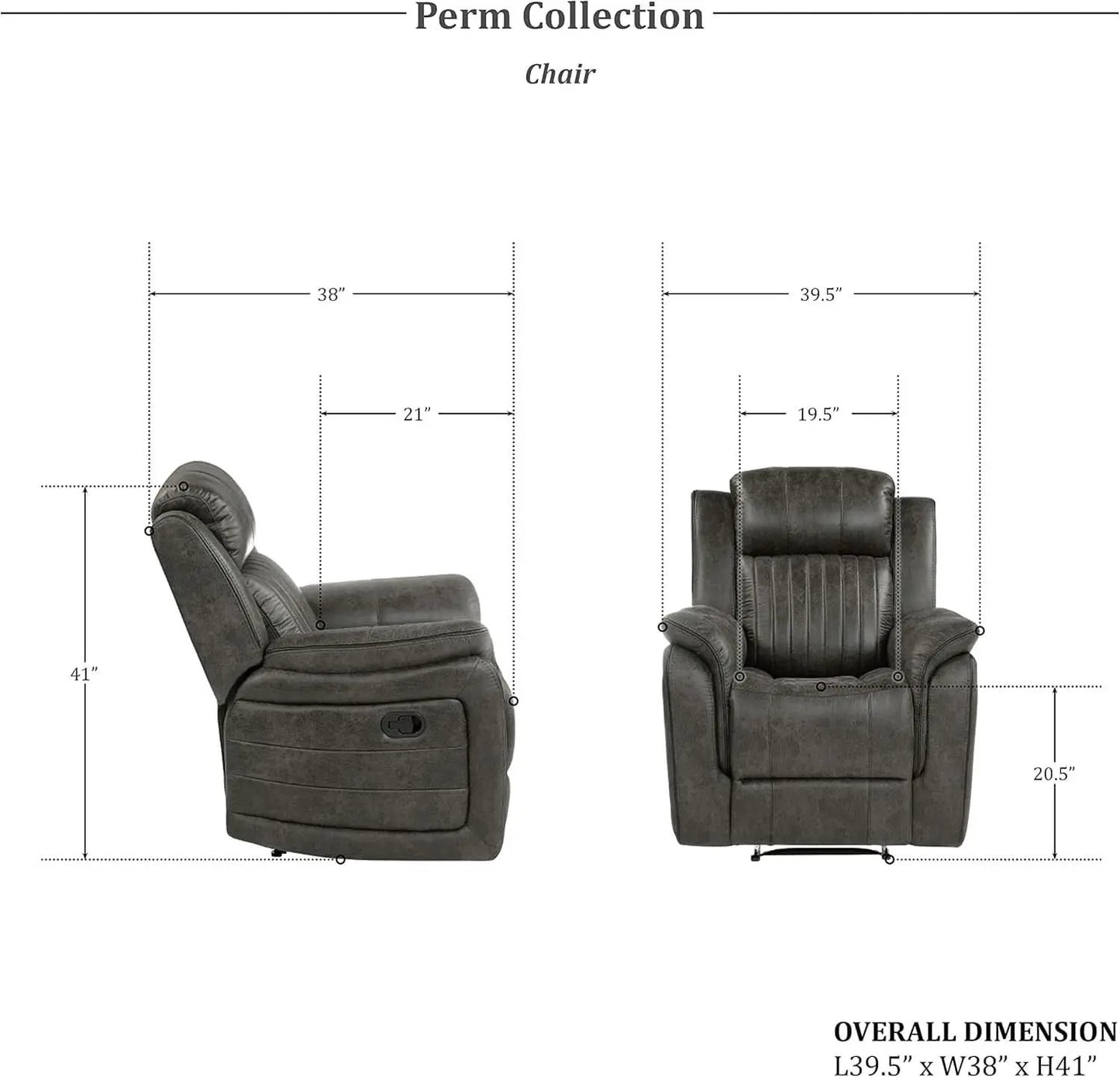 3 Piece Recliner Living Room Set In Brownish Gray Microfiber from PriceLows™