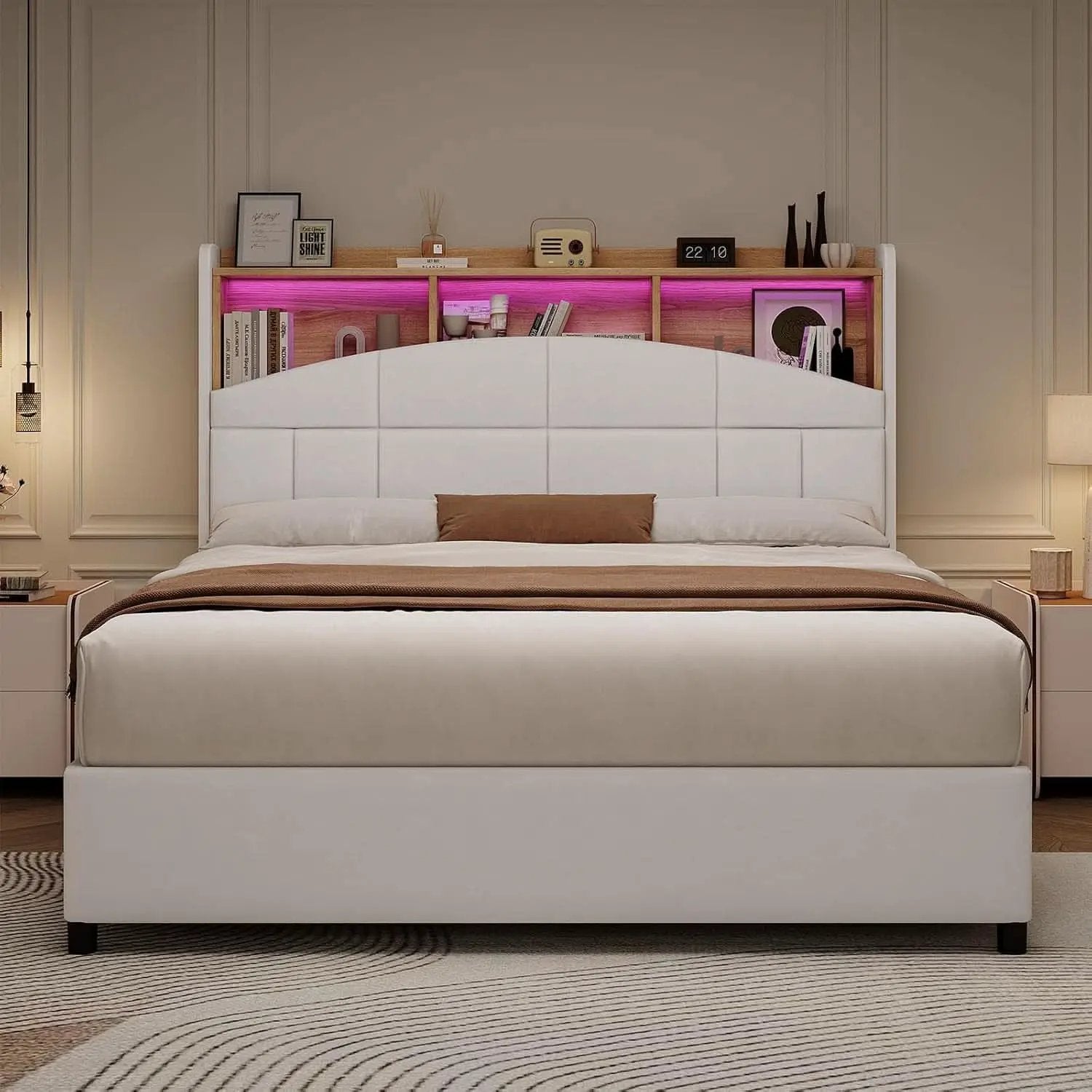 Queen Size Velvet Upholstered Bed Frame With Storage from PriceLows™