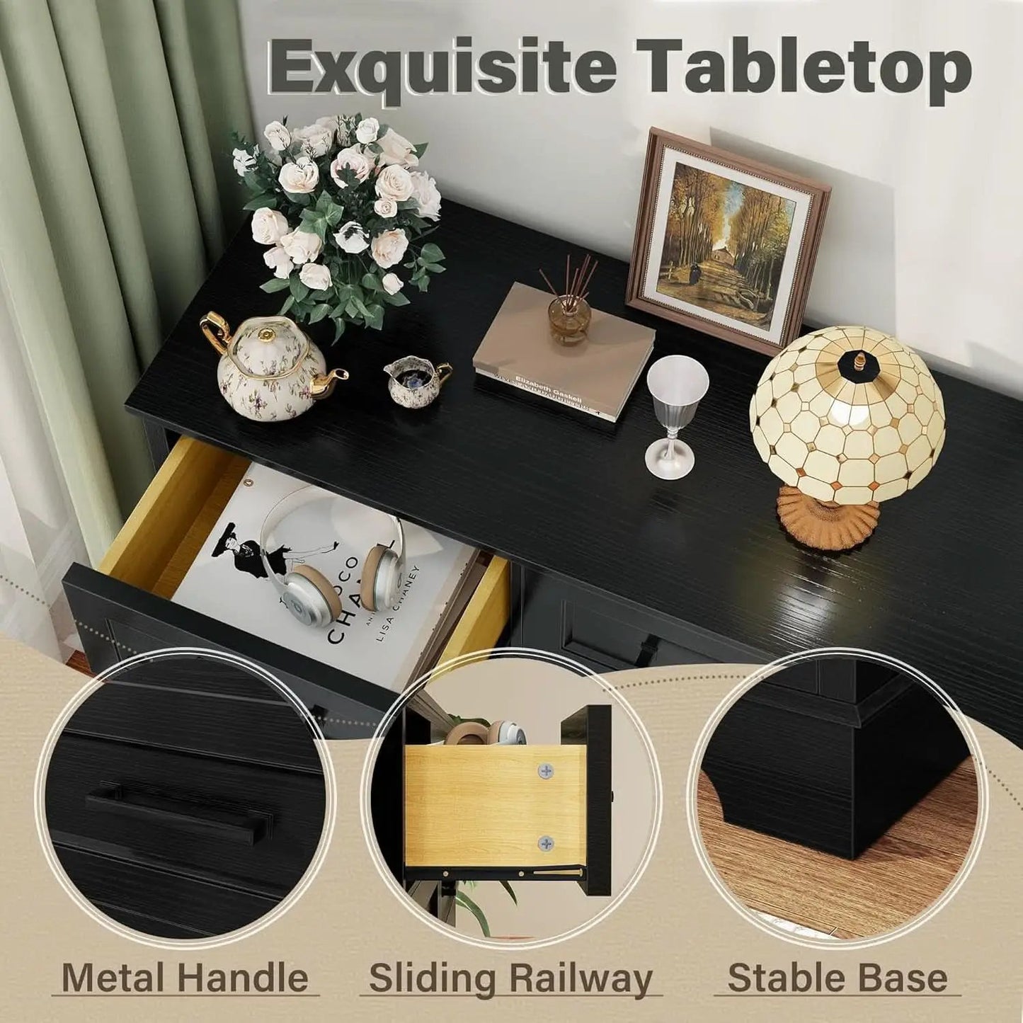 Seven Drawer Dresser For Bedroom Black Finish Storage from PriceLows™