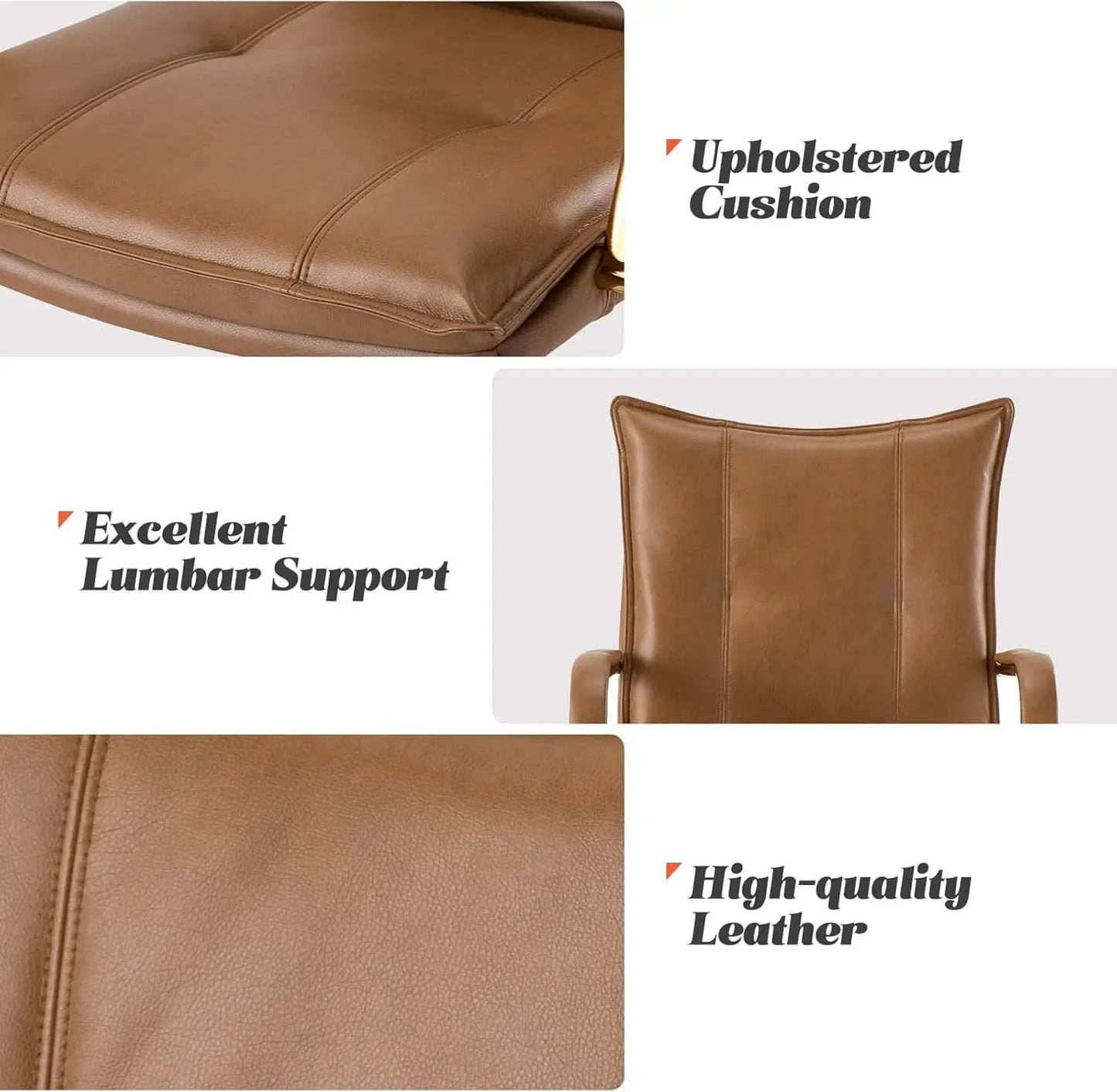 Adjustable Faux Leather Desk Chair With Golden Legs Camel from PriceLows™
