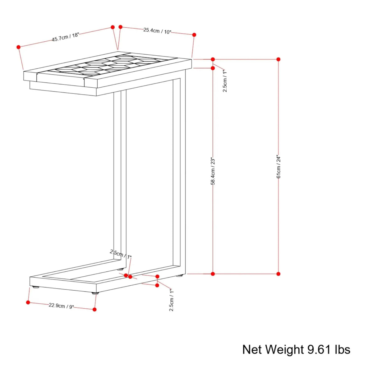 Skyler C Side Table | Handcrafted Solid Wood | Slide Under Couch Design | 24 Inch Height