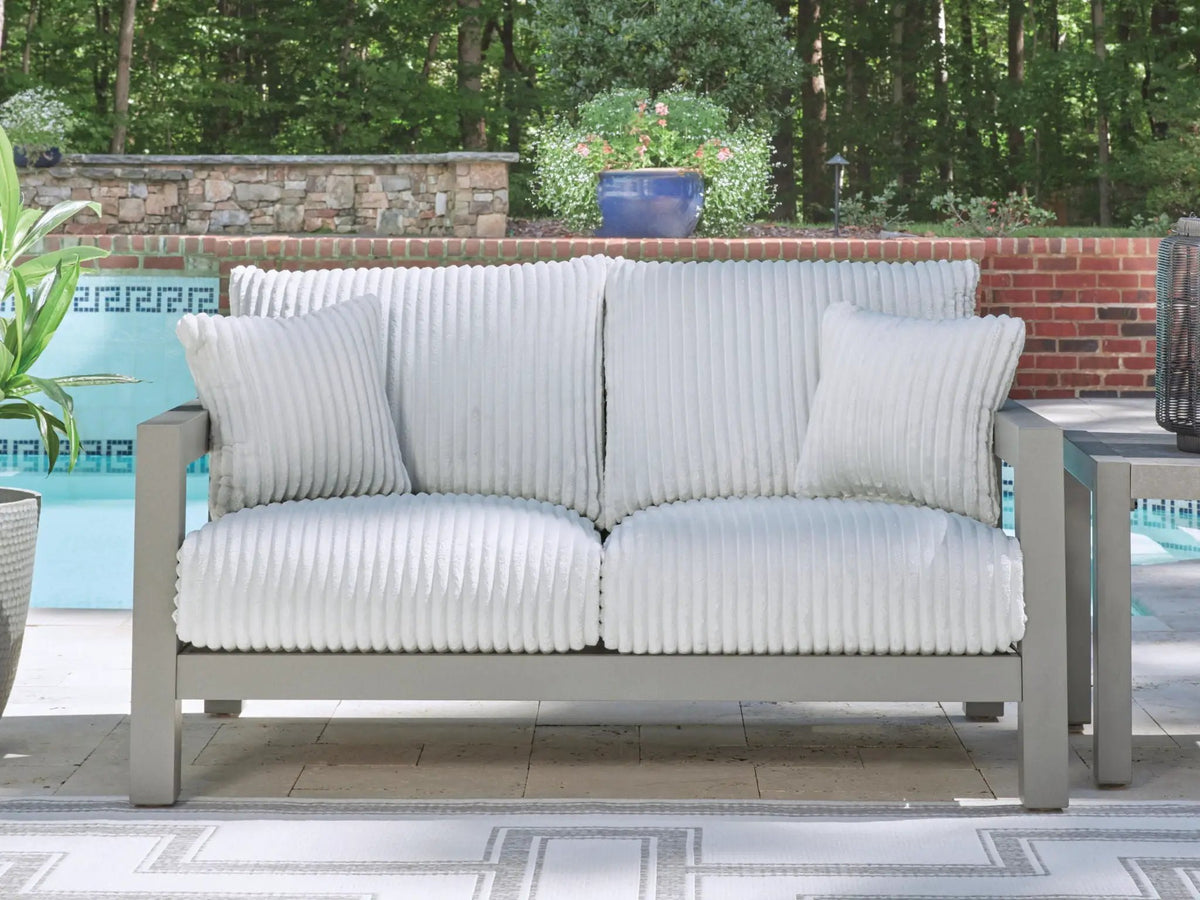 Hurley Park Outdoor Loveseat | Gray | Cushion Included | 56 Inch Seat Width
