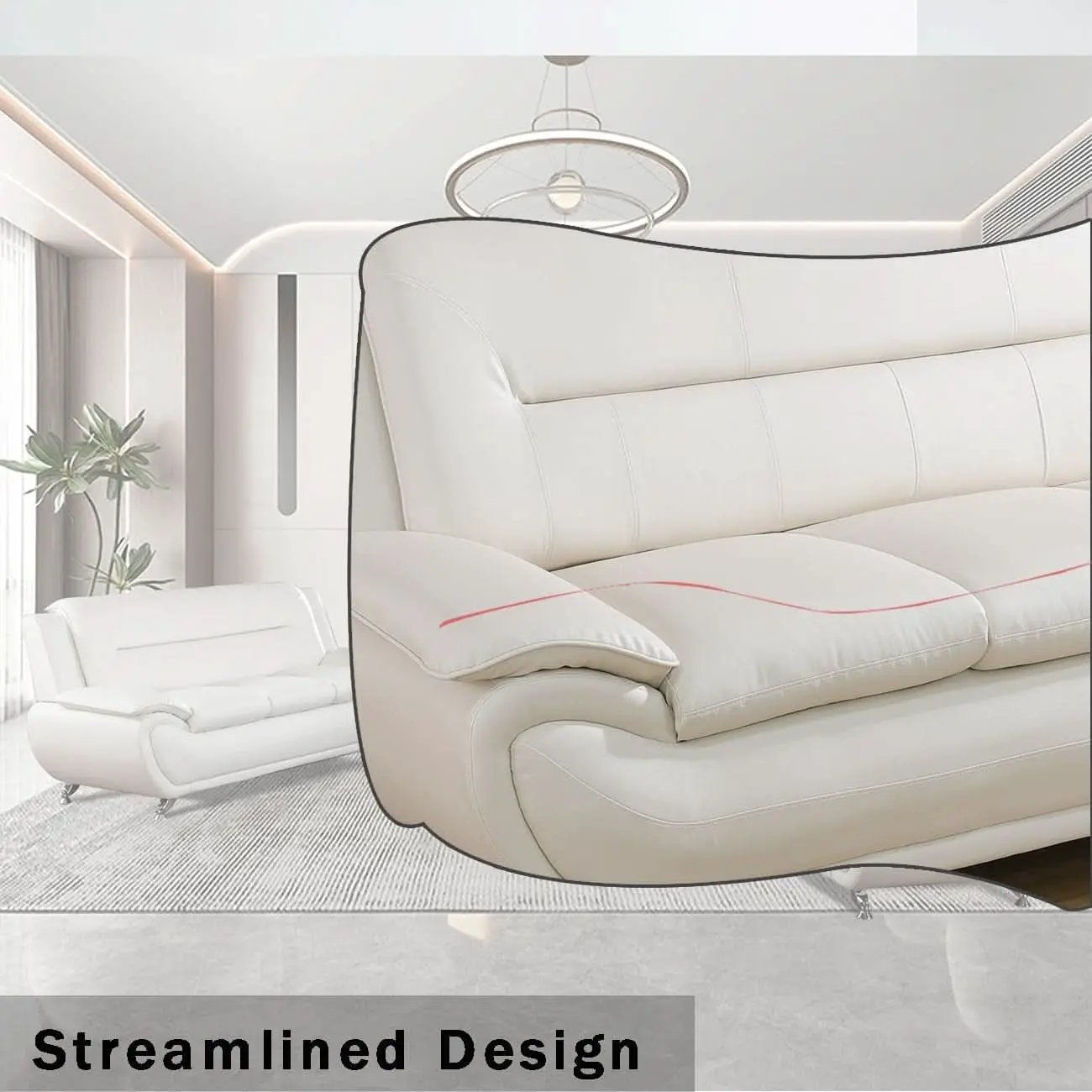 Creamy White 2 Piece Sofa Set Living Room Modern Style from PriceLows™