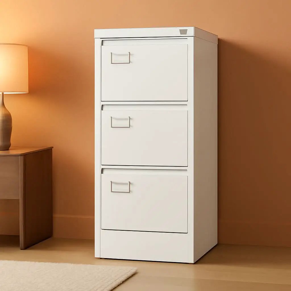 White 4 Drawer File Cabinet With Lock 16 Inch Deep from PriceLows™