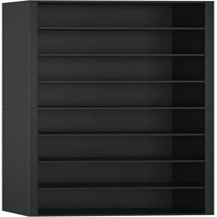 8 Tier Media Tower Rack With Adjustable Shelves Black 70 Inch Tall from PriceLows™