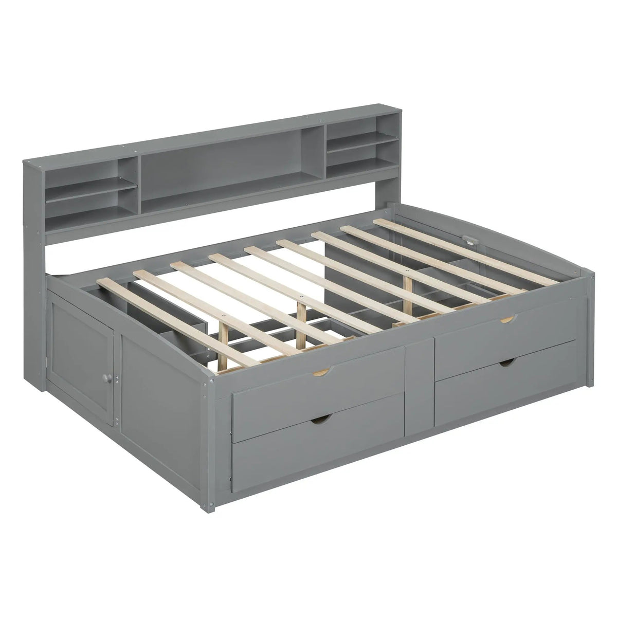 Daybed With Storage | 2 Bedside Cabinets | Upper Shelves | 4 Drawers