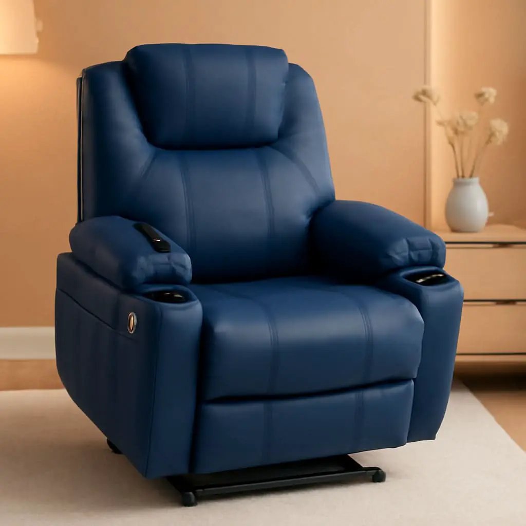Electric Power Lift Recliner Chair With Massage And Heat Blue Medium from PriceLows™