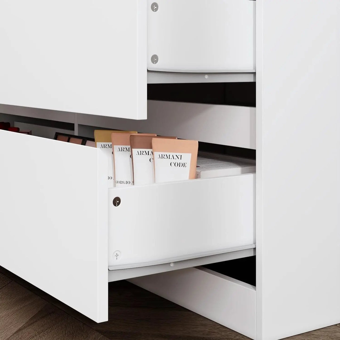 6 Drawer Dresser With Rotatable Tabletop White Home Office from PriceLows™