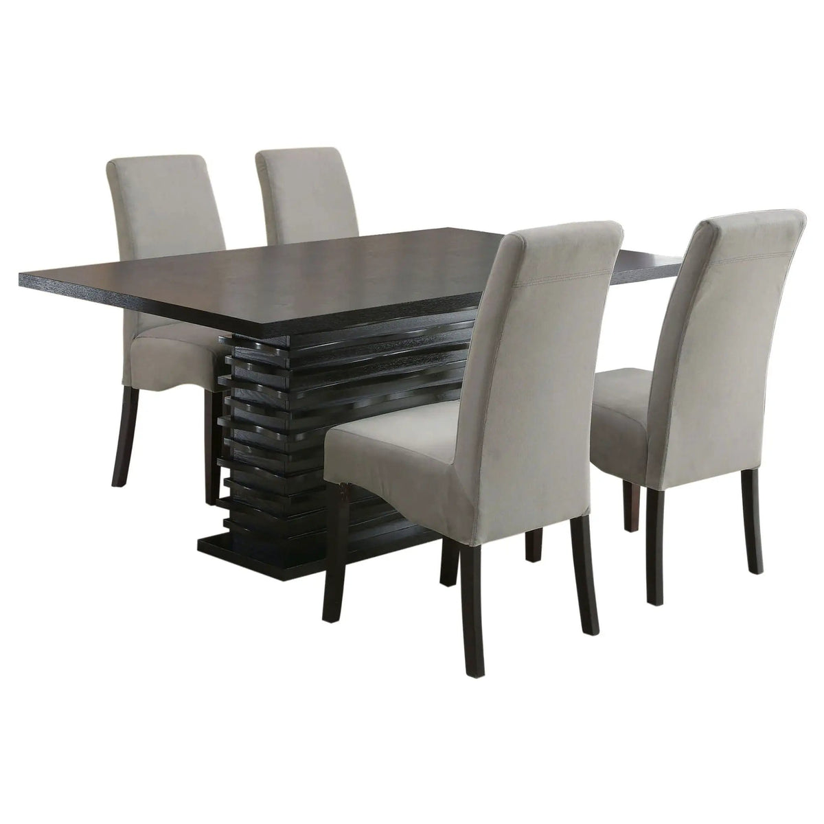 Stanton 5-piece Rectangular Dining Table Set | 5-Piece Set | Rubberwood & Engineered Wood | Grey