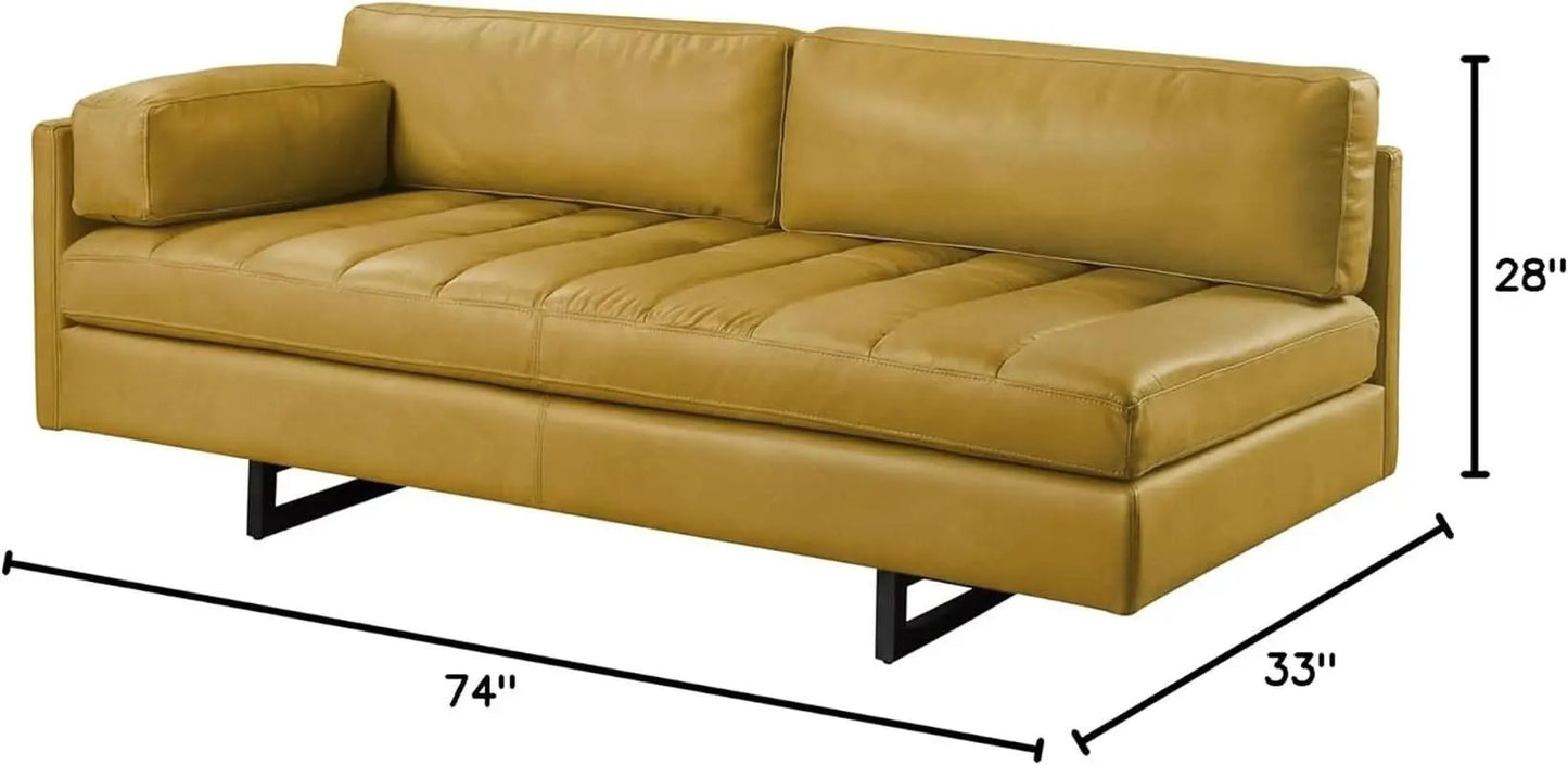Radia Sofa With Pillow Yellow Turmeric Top Grain Leather from PriceLows™