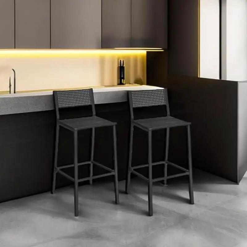 Industrial Charcoal Gray Bar Stools Set Of 2 for Kitchen from PriceLows™
