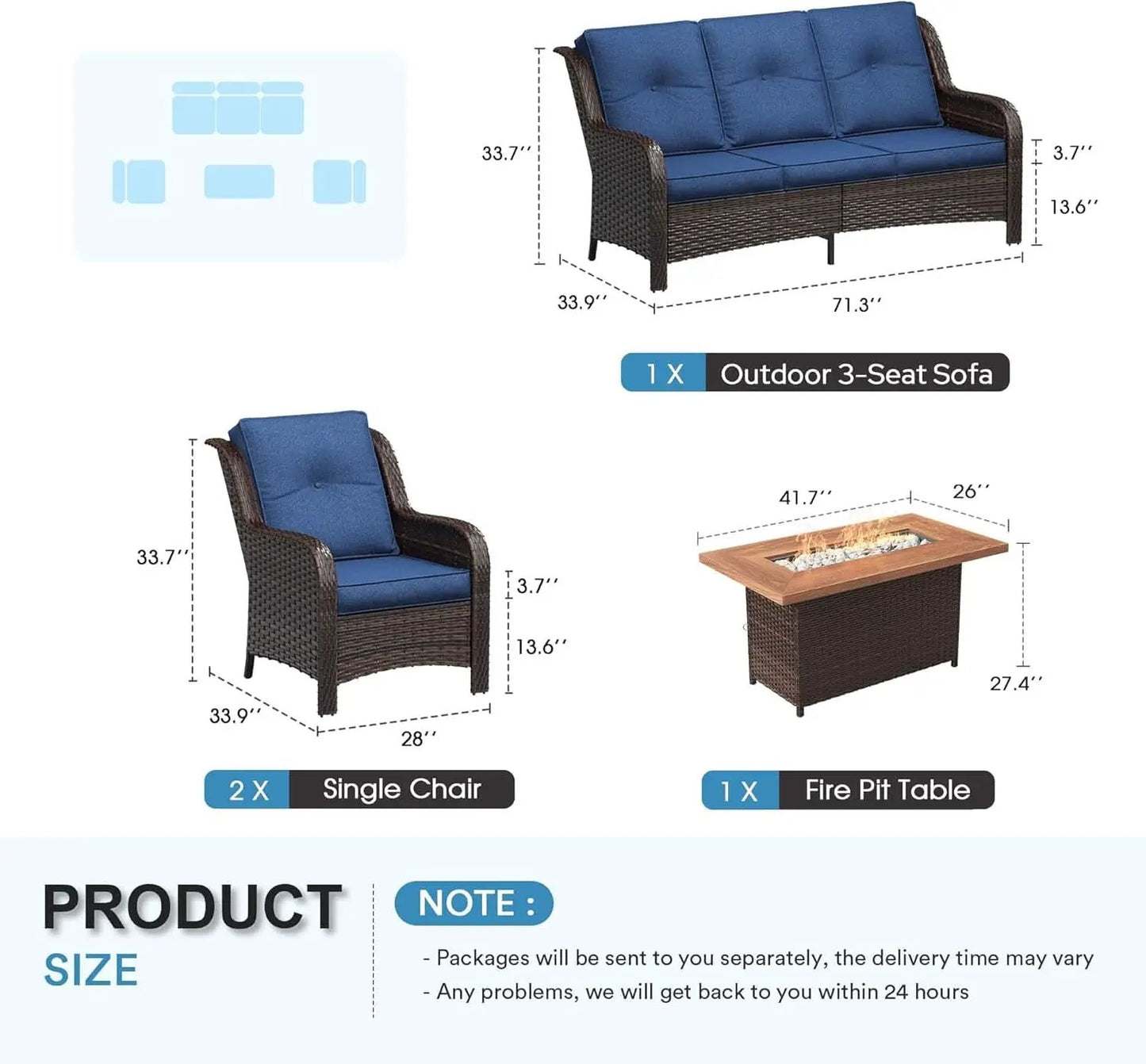 Outdoor Patio Furniture Set with Fire Pit Table from PriceLows™