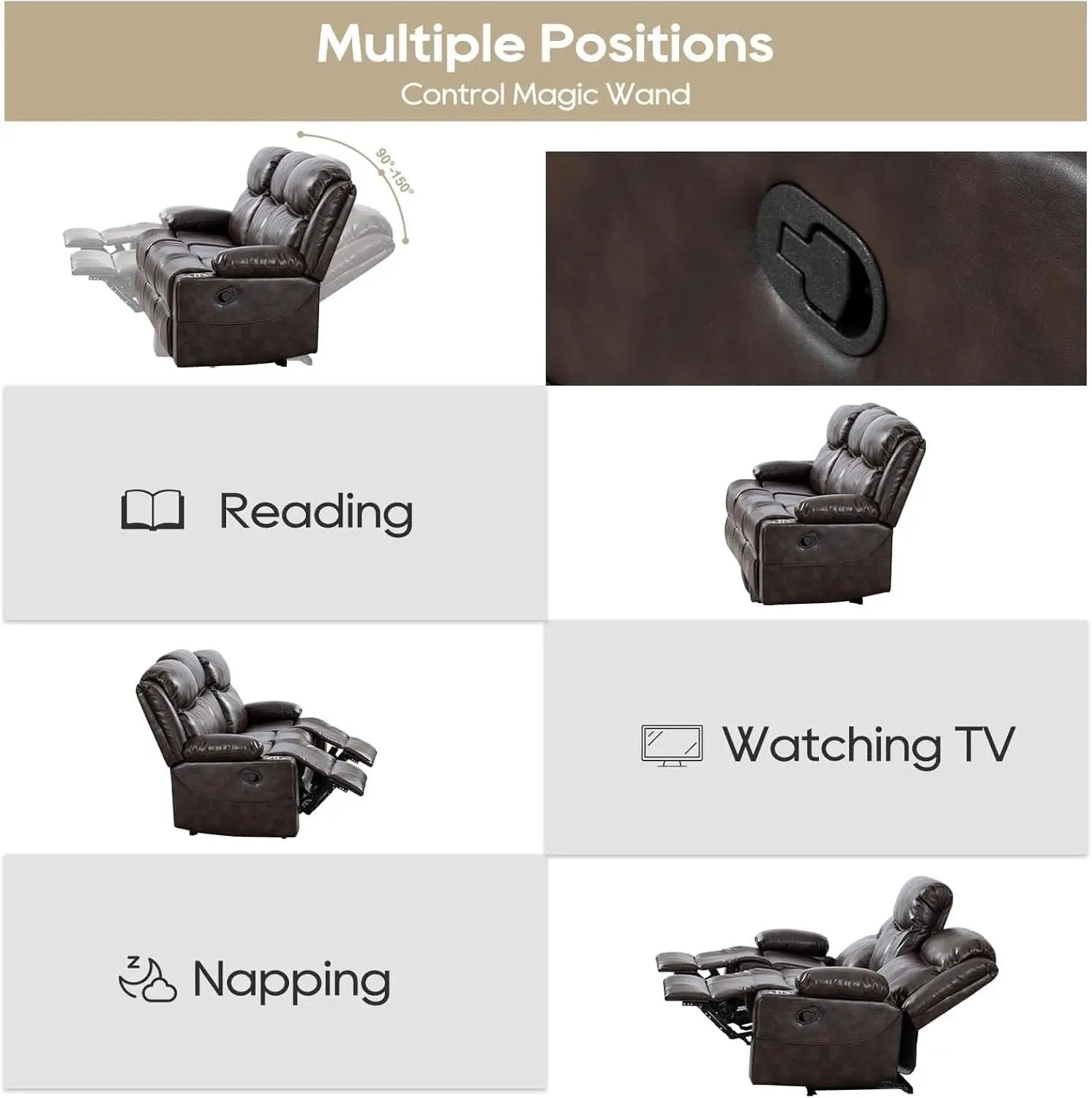 Brown Recliner Sofa Set With Massage And Heat 2 Piece from PriceLows™