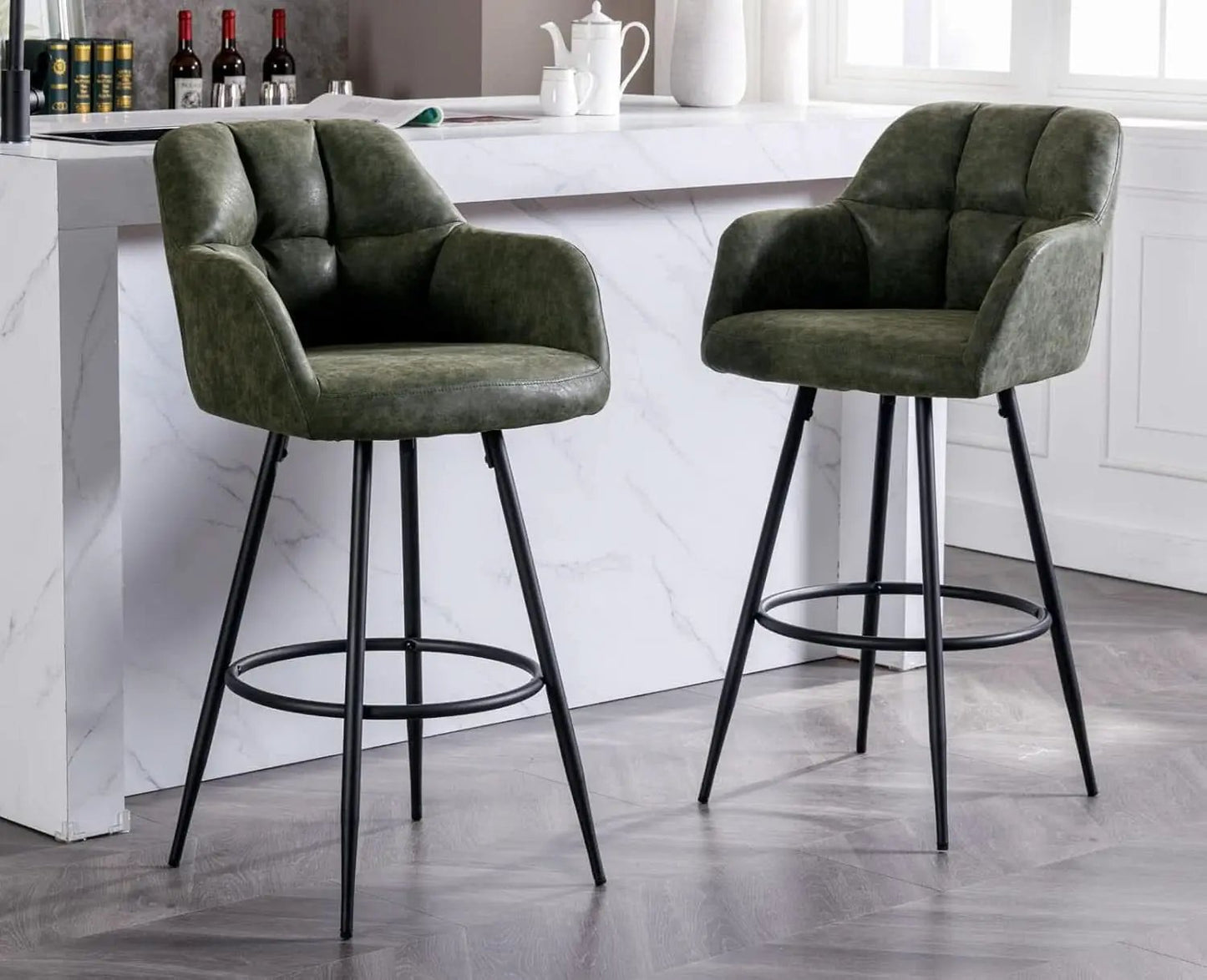 Modern Bar Stools Set of Two with Backrest Arms from PriceLows™