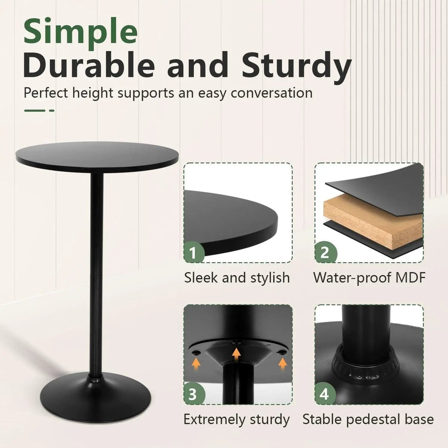 40 Inch Round Bistro Pub Table Steel Frame Construction from PriceLows™