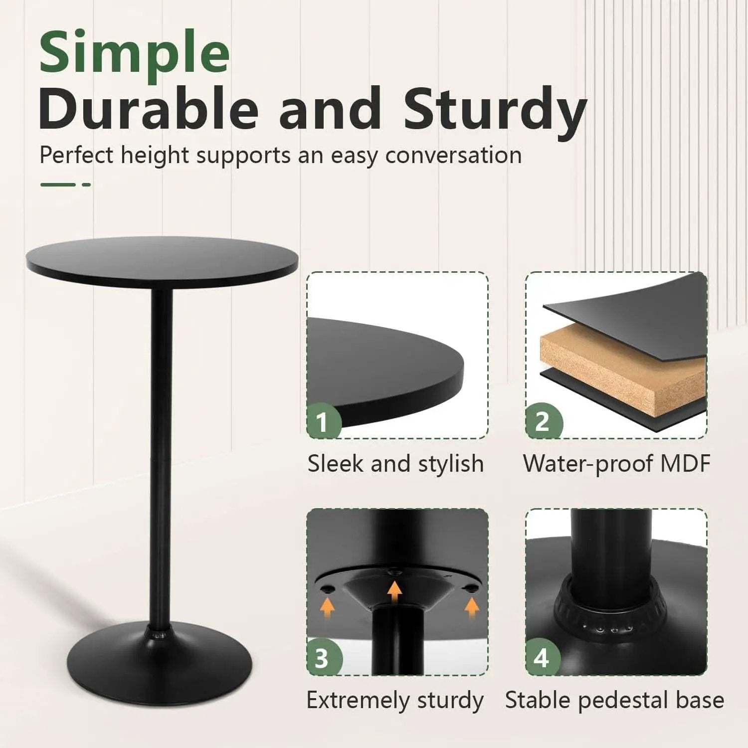 40 Inch Round Bistro Pub Table Steel Frame Construction from PriceLows™