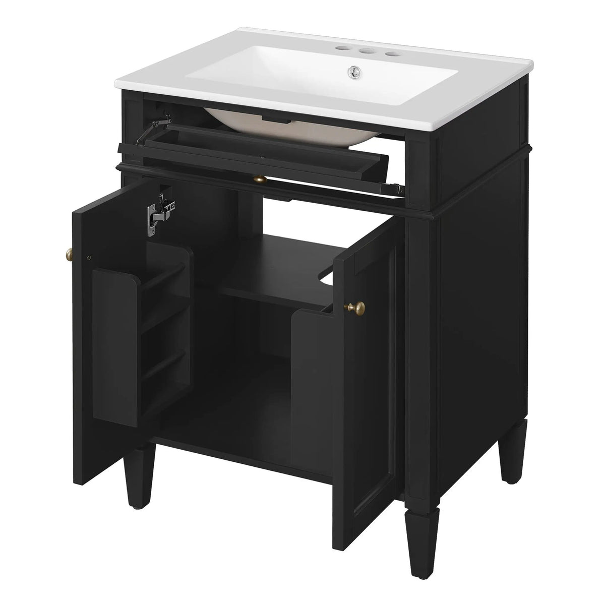 24 Inch Bathroom Vanity | 2 Doors | Tip Out Drawer | Soft Closing Hinges