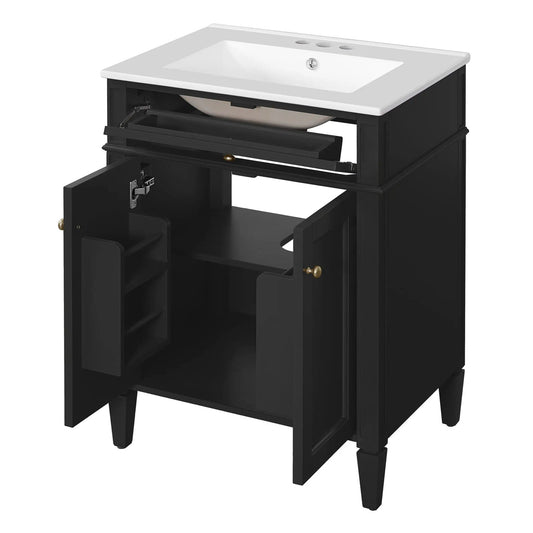24 Inch Bathroom Vanity | 2 Doors | Tip Out Drawer | Soft Closing Hinges