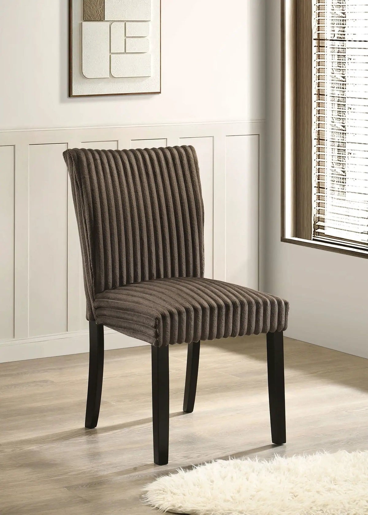 Dermott Upholstered Parson Dining Side Chair Chocolate (Set of 2) | 19.5 x 23.75 x 36.75 in | Rubberwood & Fabric | Dining Room