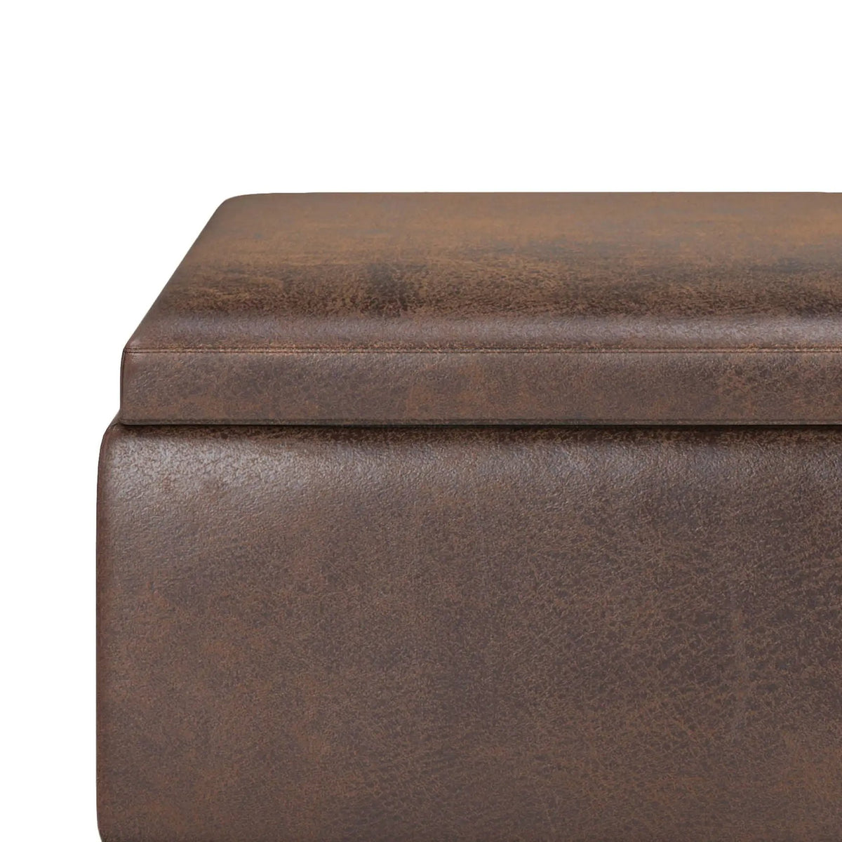 Owen Tray Top Coffee Table Ottoman | Upholstered Storage | Two Flip Over Serving Trays | Small Size